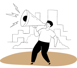 Illustration of a person with megaphone